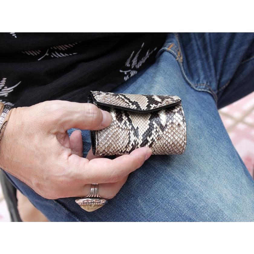 ミニ財布 小さい財布 ミニウォレット・蛇革パイソンレザー/スモールウォレット/三つ折り財布・Ｖ型 |  | 01