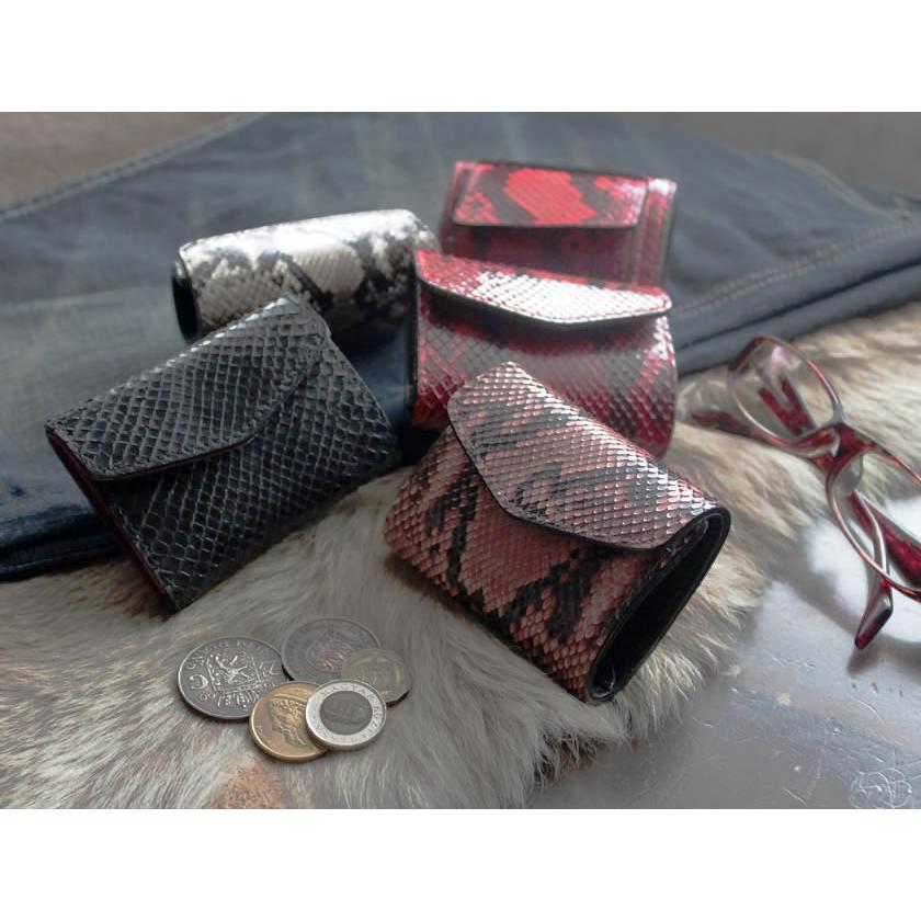 ミニ財布 小さい財布 ミニウォレット・蛇革パイソンレザー/スモールウォレット/三つ折り財布・Ｖ型 |  | 02