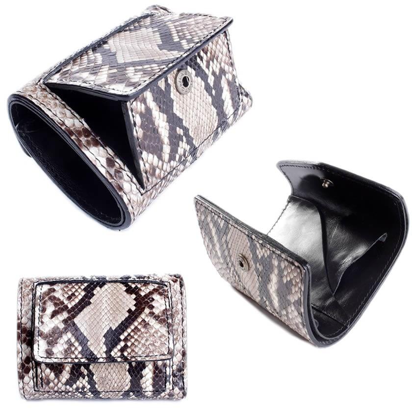 ミニ財布 小さい財布 ミニウォレット・蛇革パイソンレザー/スモールウォレット/三つ折り財布・Ｖ型 |  | 04