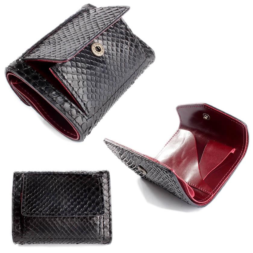 ミニ財布 小さい財布 ミニウォレット・蛇革パイソンレザー/スモールウォレット/三つ折り財布・Ｖ型 |  | 08