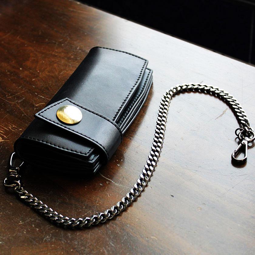 バイカーズウォレット 栃木レザー ヌメ革黒 長財布 / KATANA コンチョ