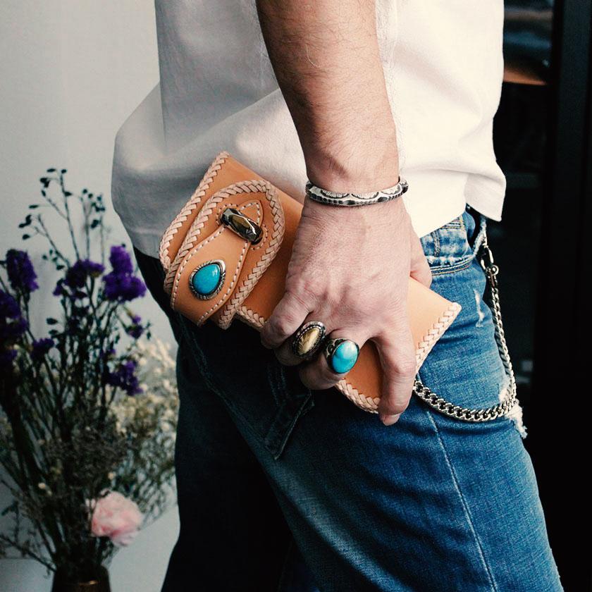 レザー バングル　ウォレットオリジナル　ターコイズ レザー バングルウォレットオリジナルターコイズ