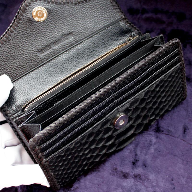 パイソンマットブラック長財布/バックカット腹側/カード収納20枚/Brief-cut |  | 06