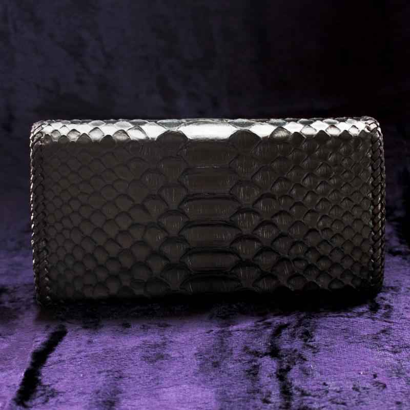 パイソンマットブラック長財布/バックカット腹側/カード収納20枚/Brief-cut |  | 03