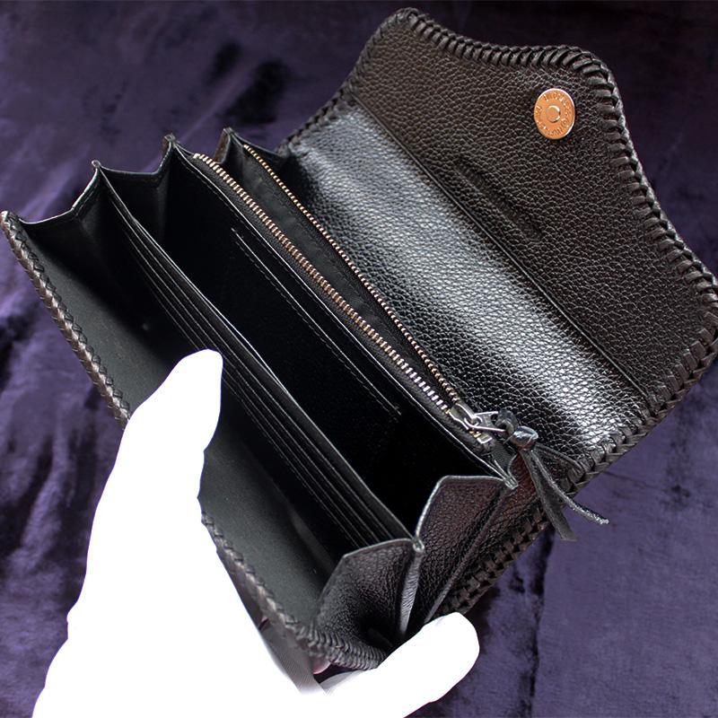 パイソンマットブラック長財布/バックカット腹側/カード収納20枚/Brief-cut |  | 05