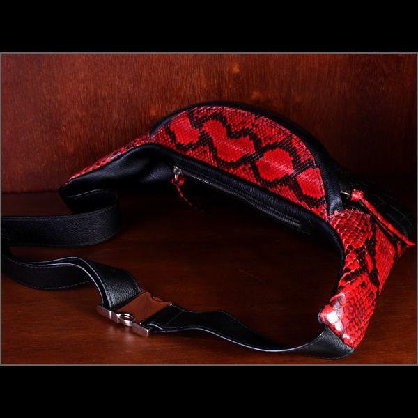 ボディバッグ/ダイヤステッチ/COWブラック&パイソンRED |  | 02