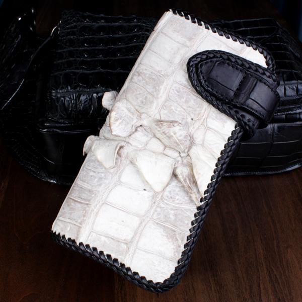 バイカーズウォレット クロコダイル 長財布 ヘビー級テイル INSIDEクロコダイル・WHITE&BLACK コンチョターコイズWHITE/限定1品 |  | 04