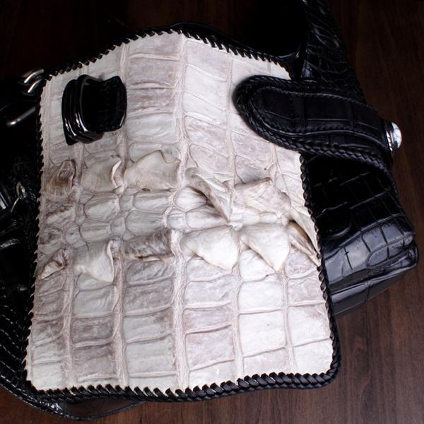 バイカーズウォレット クロコダイル 長財布 ヘビー級テイル INSIDEクロコダイル・WHITE&BLACK コンチョターコイズWHITE/限定1品 |  | 05