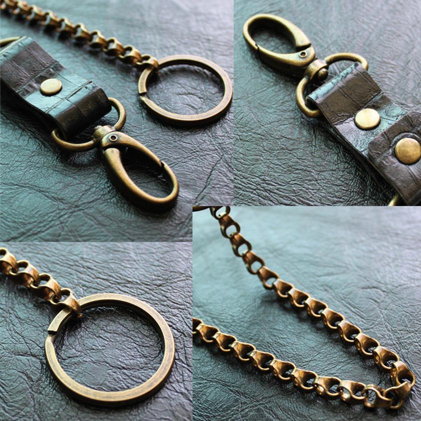 スマホストラップ/ショートウォレットチェーン・ワニ革ブラックループ