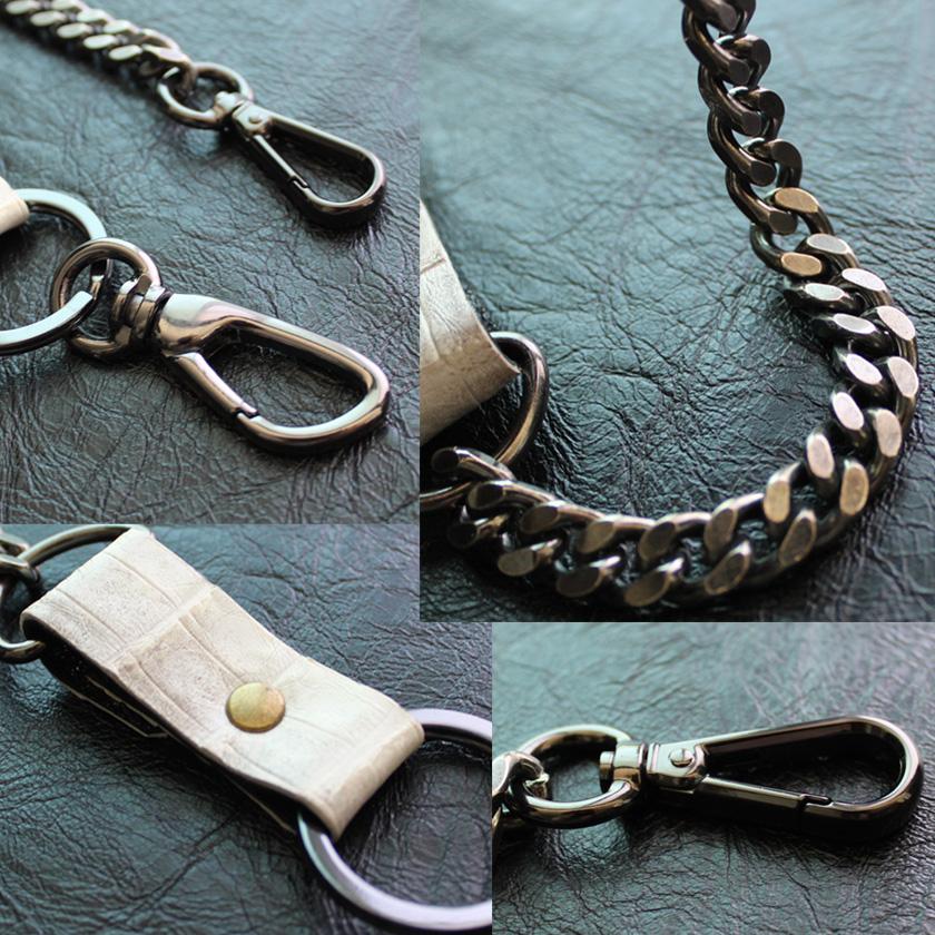 スマホストラップ/ショートウォレットチェーン・ワニ革ホワイト