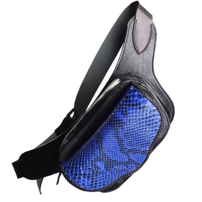 ボディバッグ/ウエストバッグ 本革 イタリアンシープレザー フラップパイソンブルー WESTERN | 