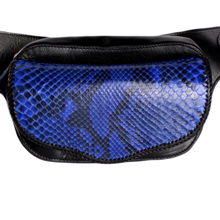 ボディバッグ/ウエストバッグ 本革 イタリアンシープレザー フラップパイソンブルー WESTERN |  | 01
