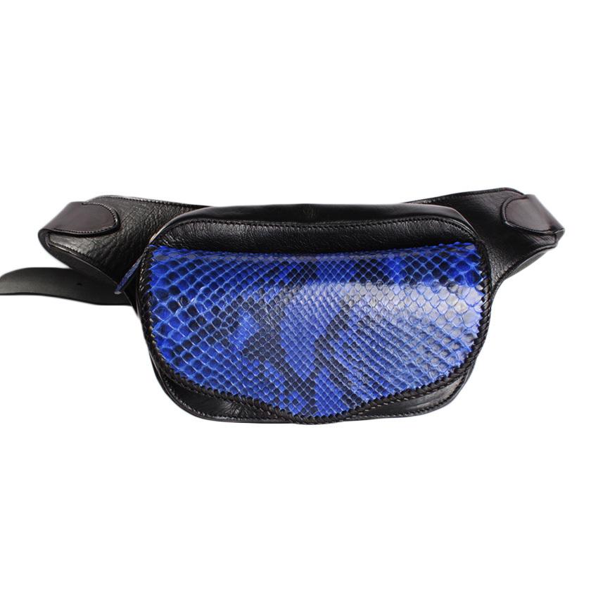 ボディバッグ/ウエストバッグ 本革 イタリアンシープレザー フラップパイソンブルー WESTERN |  | 02