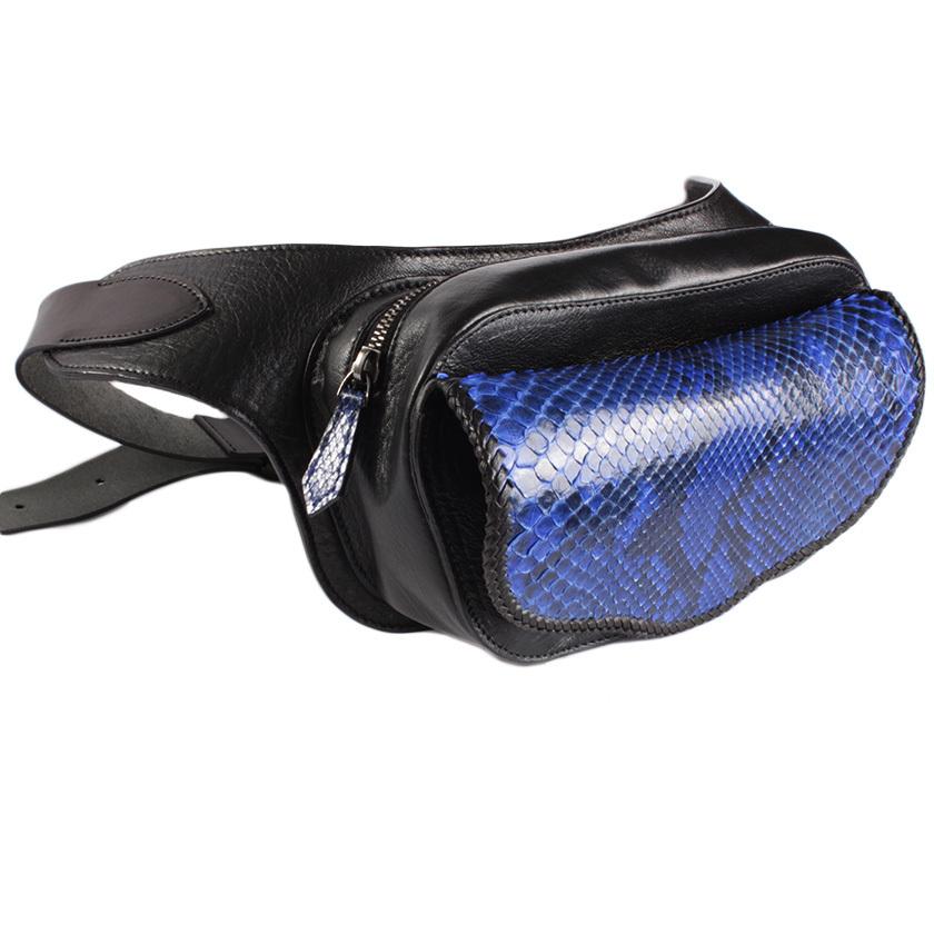 ボディバッグ/ウエストバッグ 本革 イタリアンシープレザー フラップパイソンブルー WESTERN |  | 03