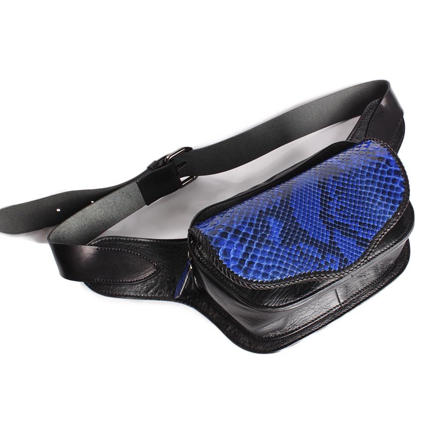 ボディバッグ/ウエストバッグ 本革 イタリアンシープレザー フラップパイソンブルー WESTERN |  | 04