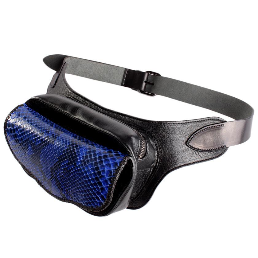 ボディバッグ/ウエストバッグ 本革 イタリアンシープレザー フラップパイソンブルー WESTERN |  | 05