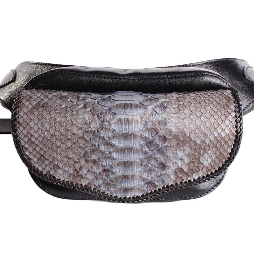 本革ボディバッグ/ウエストバッグ イタリアンシープレザー フラップパイソングレー WESTERN |  | 01
