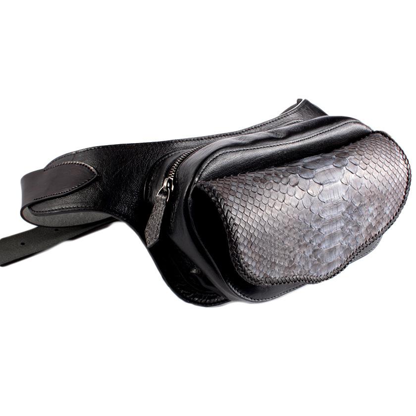 本革ボディバッグ/ウエストバッグ イタリアンシープレザー フラップパイソングレー WESTERN |  | 02