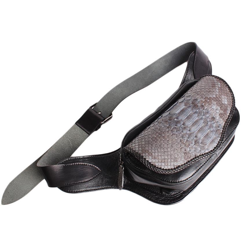 本革ボディバッグ/ウエストバッグ イタリアンシープレザー フラップパイソングレー WESTERN |  | 03