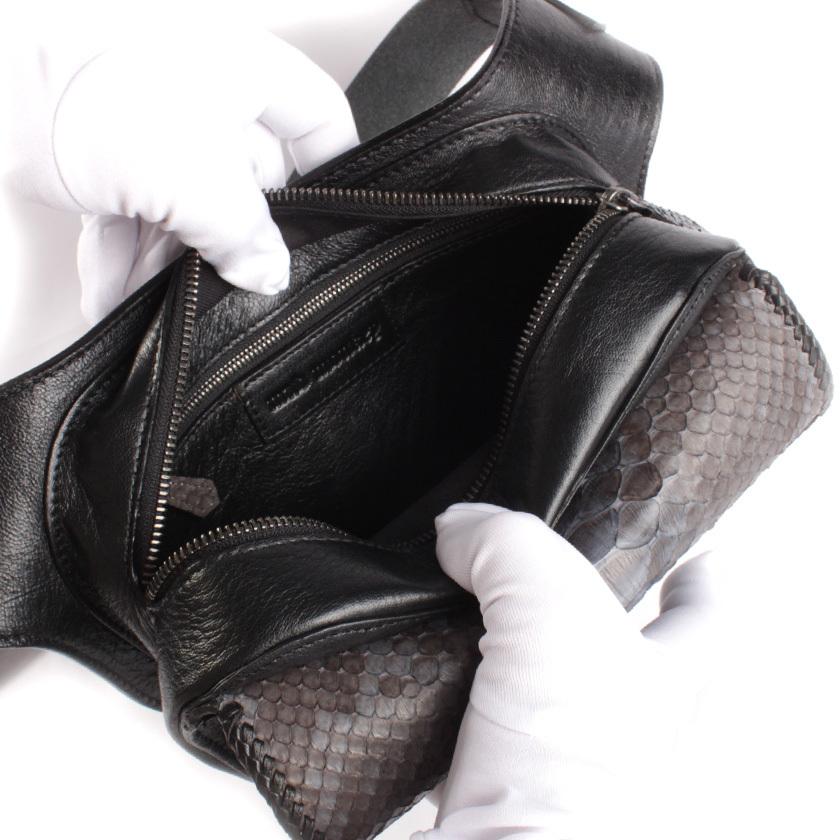 本革ボディバッグ/ウエストバッグ イタリアンシープレザー フラップパイソングレー WESTERN |  | 09