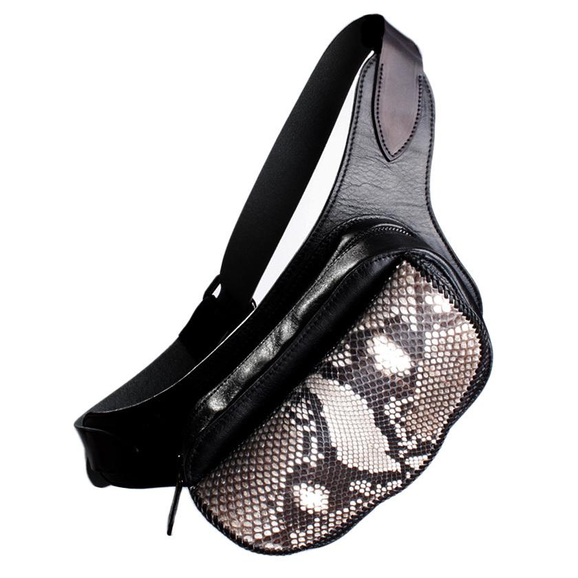 本革ボディバッグ/ウエストバッグ イタリアンシープレザー フラップパイソンナチュラル WESTERN | 