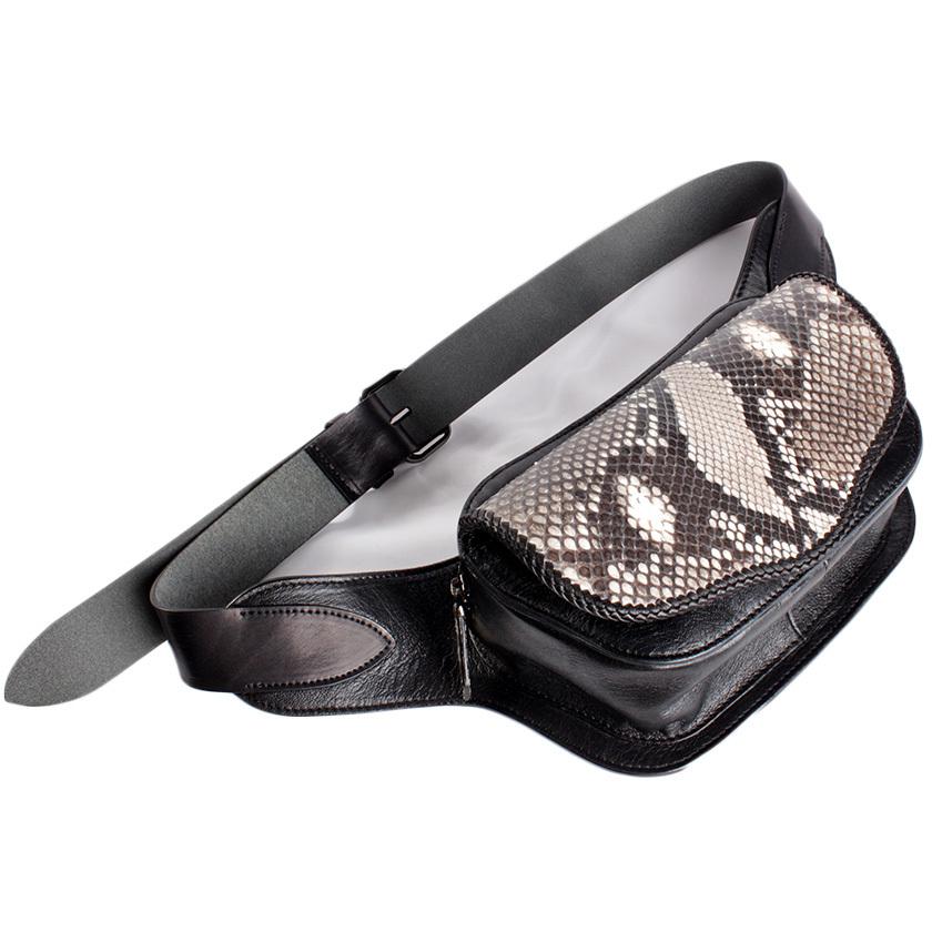 本革ボディバッグ/ウエストバッグ イタリアンシープレザー フラップパイソンナチュラル WESTERN |  | 03