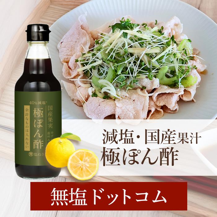 減塩 ポン酢 40%減塩 塩ぬき屋 極ぽん酢 3種の国産果汁100% 無添加 355ml | ぽん酢 ポン酢 無添加 減塩調味料 国産 プレゼント ギフト 母の日（Yahoo!・無塩ドットコム）