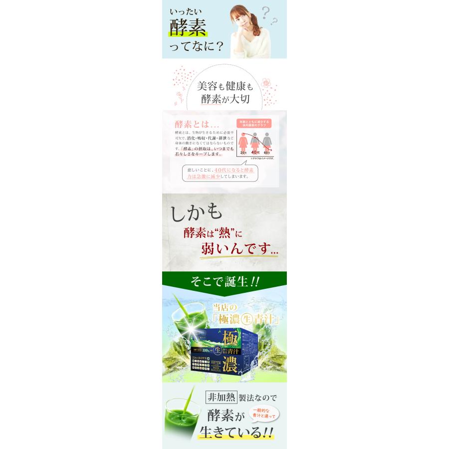 送料無料!】 乳酸菌 500億個 生搾り製法 極濃青汁 (酵素が生きてる