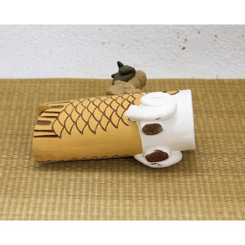 信楽焼 鯉のぼり 黄土 大 おしゃれ 5月人形 置物 端午の節句 五月人形