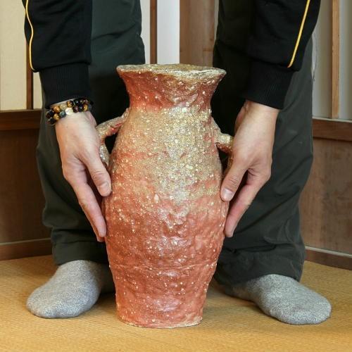 弥三郎窯 松島芳作 釣釉 紫紅花瓶 弥三郎窯 松島芳作 釣釉