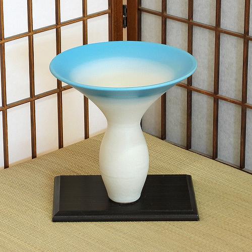 1点物 花器 白釉 スカイブルー 生花 立花 池坊 生け花 数量限定 和風