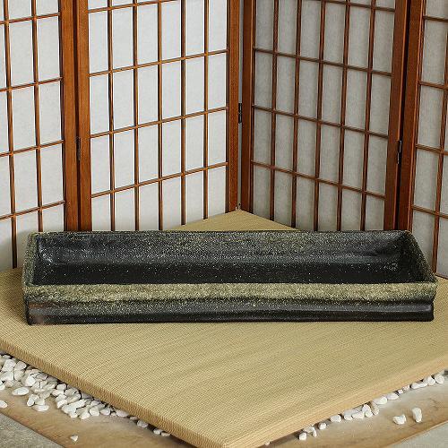 1点物 水盤 茶 ぼかし 袖師 長角 25号 花器 池坊 生け花 数量限定 和風