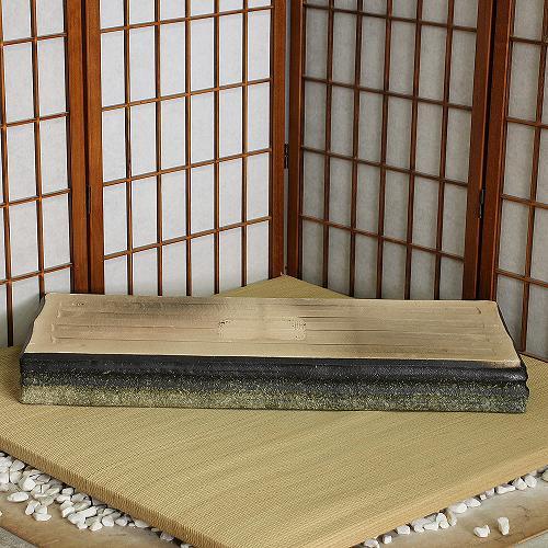 1点物 水盤 茶 ぼかし 袖師 長角 25号 花器 池坊 生け花 数量限定 和風