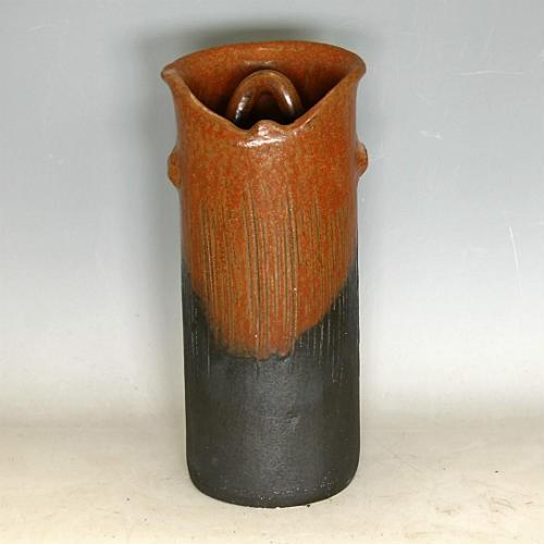 1点物 花器 茶窯変 手付き 寸胴 池坊 生け花 数量限定 和風 洋風 華道
