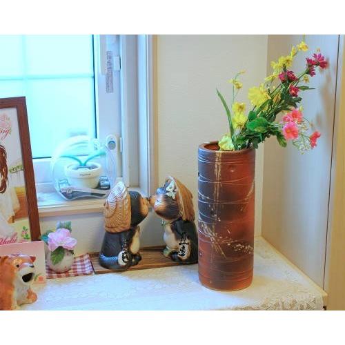 信楽 花瓶 信楽焼 花瓶 緋色 スカーレット 彫紋 おしゃれ 一輪挿し 花入 陶器