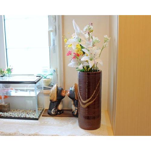 信楽焼 花瓶 アメ釉 白流し おしゃれ 一輪挿し 花入 陶器 花びん 花器