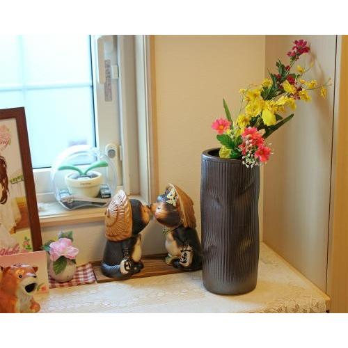 在庫数限り 信楽焼 花瓶 ラスター 櫛目 ひねり おしゃれ 一輪挿し 花入