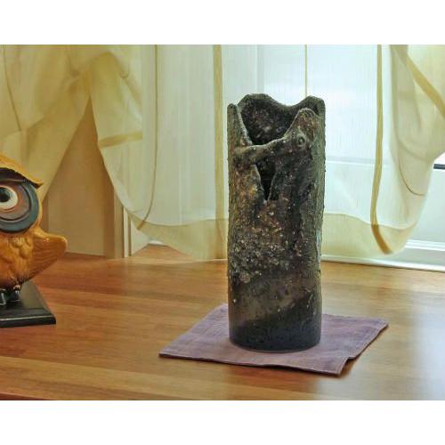 在庫数限り 信楽焼 花瓶 青 窯肌 耳付 おしゃれ 一輪挿し 花入 陶器