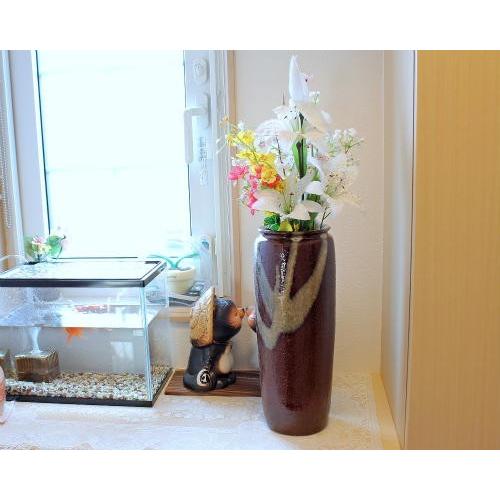 信楽焼 花瓶 アメ釉 白掛け 11号 おしゃれ 一輪挿し 花入 陶器 花びん