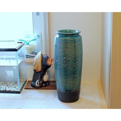 信楽焼 花瓶 青ガラス 10号 おしゃれ 一輪挿し 花入 陶器 花びん 花器