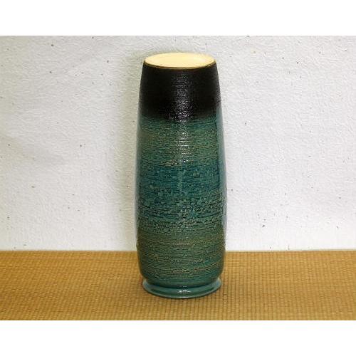 信楽焼 花瓶 青ガラス 10号 おしゃれ 一輪挿し 花入 陶器 花びん 花器