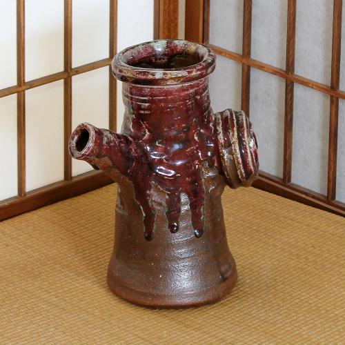 信楽焼 花瓶 南蛮 土瓶型 おしゃれ 一輪挿し 花入 陶器 花びん 花器