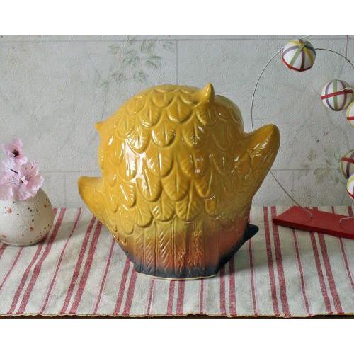 信楽焼 フクロウ 置物 黄釉 ダンス 5号 ふくろう 梟 おしゃれ 北欧