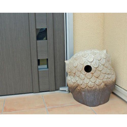 新品　ふくろう　置物　首かしげ　粉引風　信楽焼　陶器　大きい　高さ54cm fu-0138-s.jpg