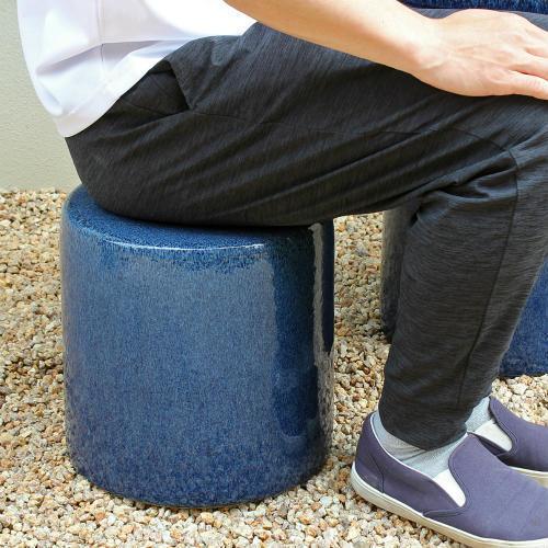 信楽焼 陶器スツール ガーデンチェア 花台 信楽焼 陶器スツール