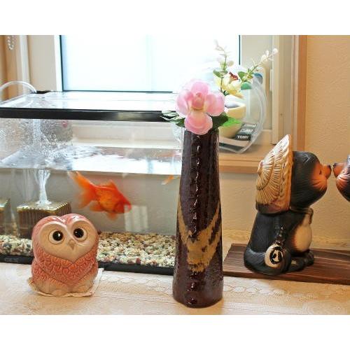 信楽焼 一輪挿し アメ釉 流し合わせ円すい 小さい 花瓶 陶器 おしゃれ