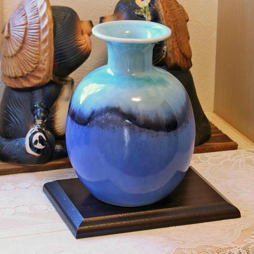 在庫数限り 信楽焼 一輪挿し 青ガラス 流し 壷型 花瓶 陶器 在庫数限り 信楽焼 一輪挿し 青ガラス 流し 壷型 花瓶 陶器