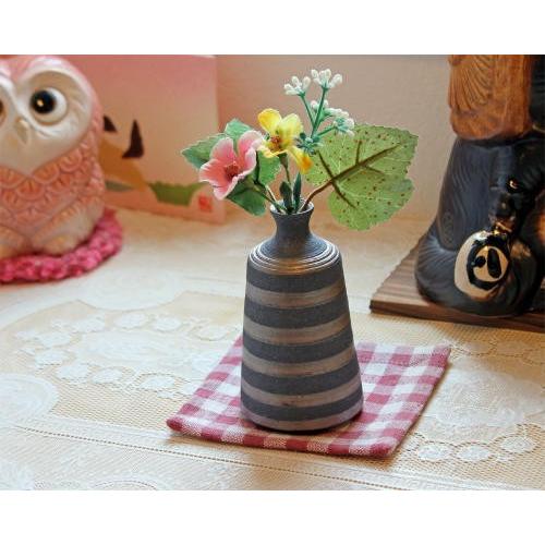 信楽焼 花入れ 置物 信楽焼 一輪挿し 銀嶺 エクボ 掛分 ミニ 壷 小さい 花瓶 陶器