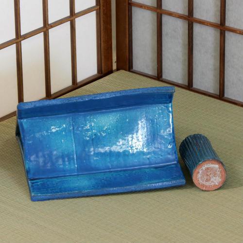 信楽焼 花器 青釉 フレーム 合わせ 自由花 陶器 花瓶 生け花 信楽焼 花器 青釉 フレーム 合わせ 自由花 陶器 花瓶 生け花