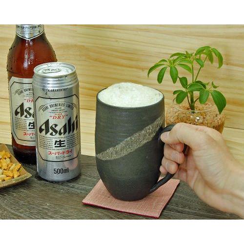 信楽焼 ビール ジョッキ 容量700ml 黒砂 尻丸 おしゃれ ビアジョッキ